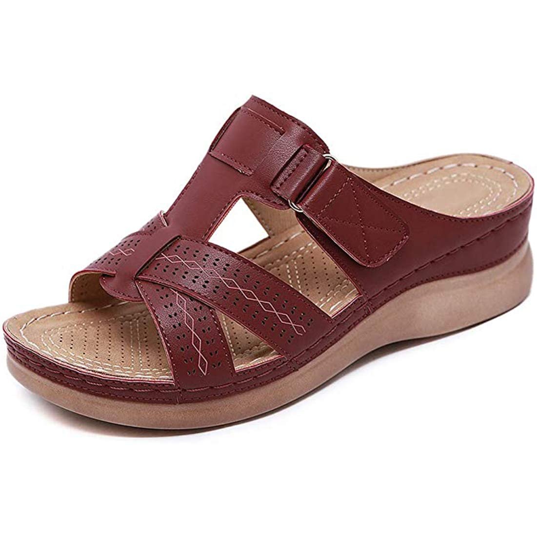 Жіночі Шльопанці на танкетці з штучної шкіри з відкритим носком, фото №1