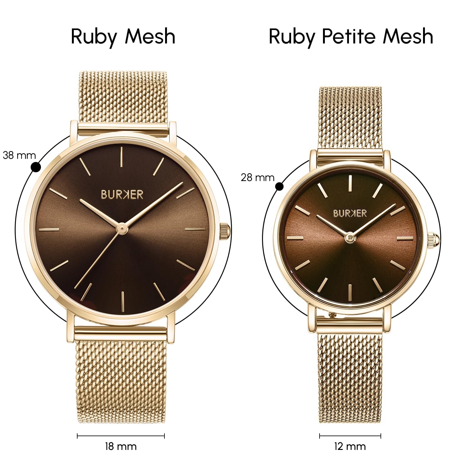 Женские часы BURKER Ruby Round, нержавеющая сталь, круглые, кварцевые, аналоговые, водонепроницаемые 3 ATM, 38 мм, фото №6