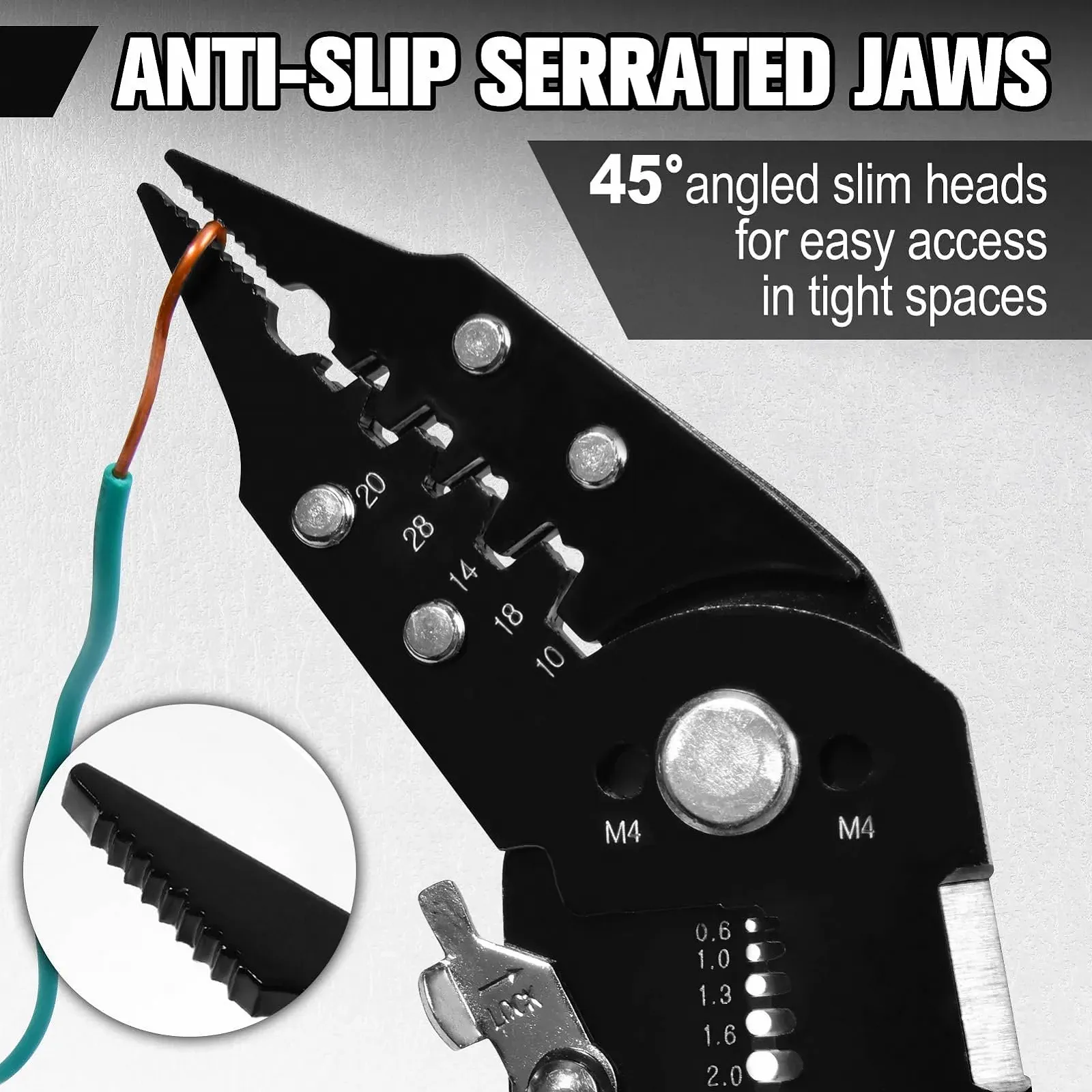 Многофункциональный стриппер и кримпер 8-в-1 набор 2 шт (прямой и изогнутый) 10-26AWG, фото №5