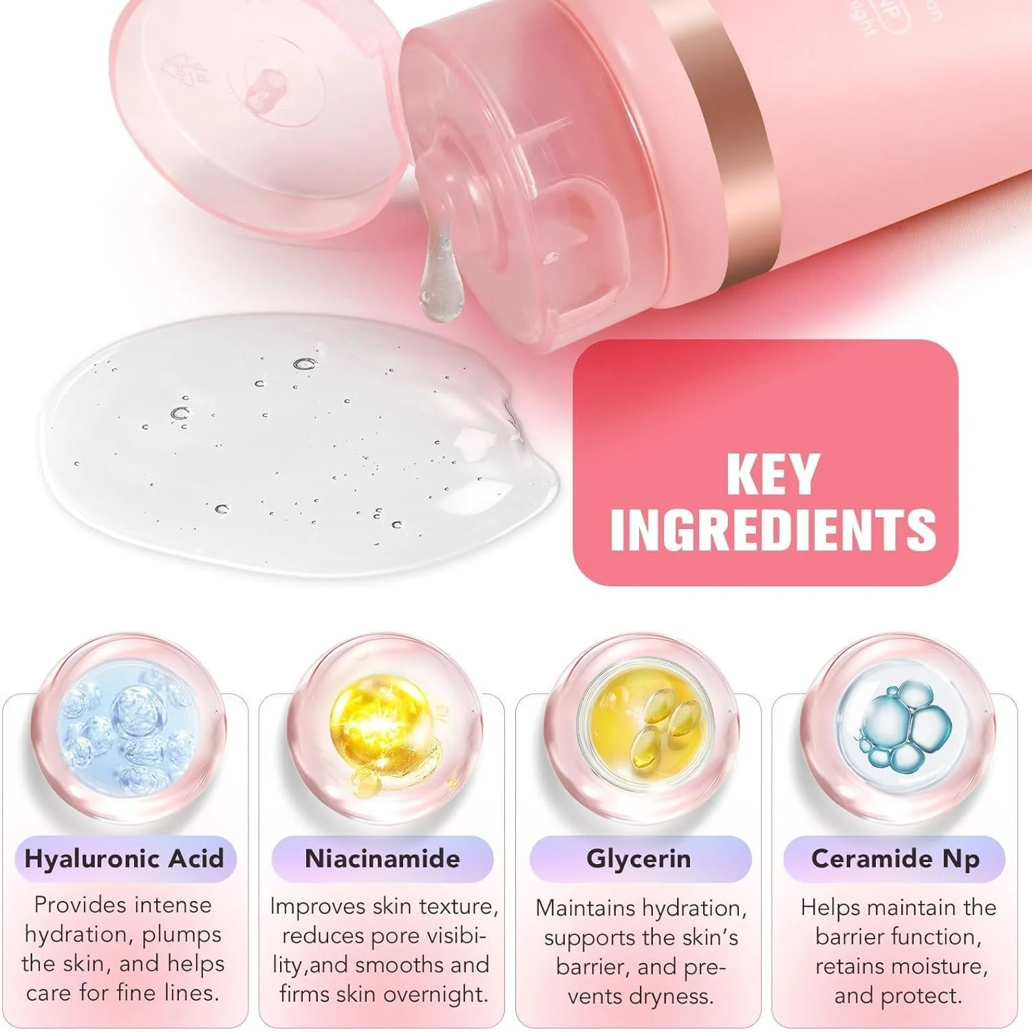 Ночная маска-пленка для лица с коллагеном, глубокое увлажнение, уменьшает морщины и улучшает эластичность кожи, с кистью, 75 мл, фото №4