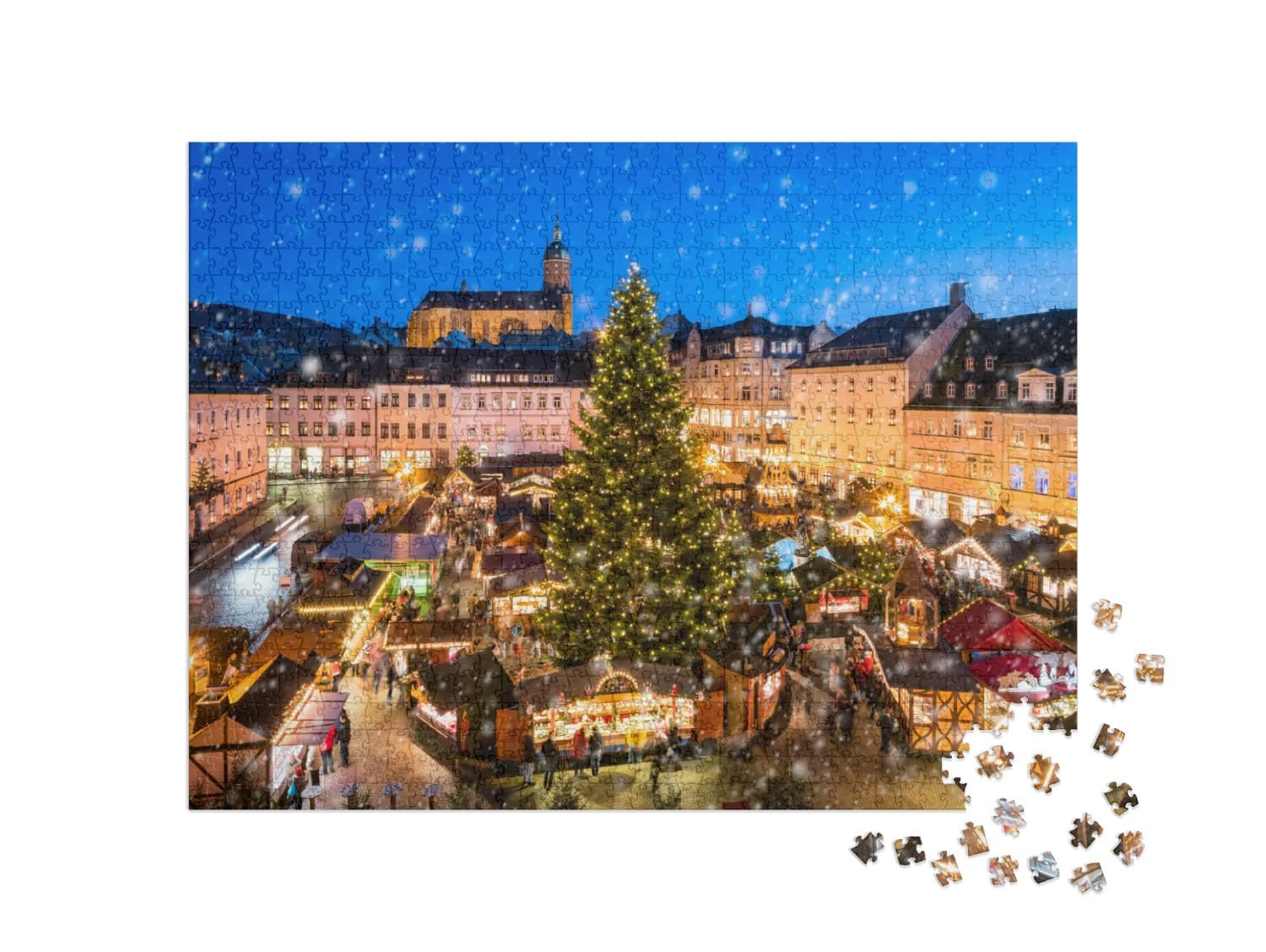 Пазл puzzleYOU Saxony, Christmas Рождественская ярмарка в Аннаберг-Буххольце в Рудных горах, Саксония 1000 элементов, фото №2