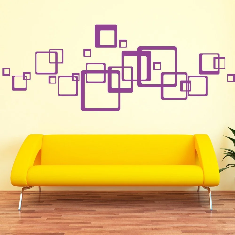 Наклейка на стену Wall Sticker Loft Square 23 шт. 30 цветов 26 x 26 см / 5 x 5 см, фото №4