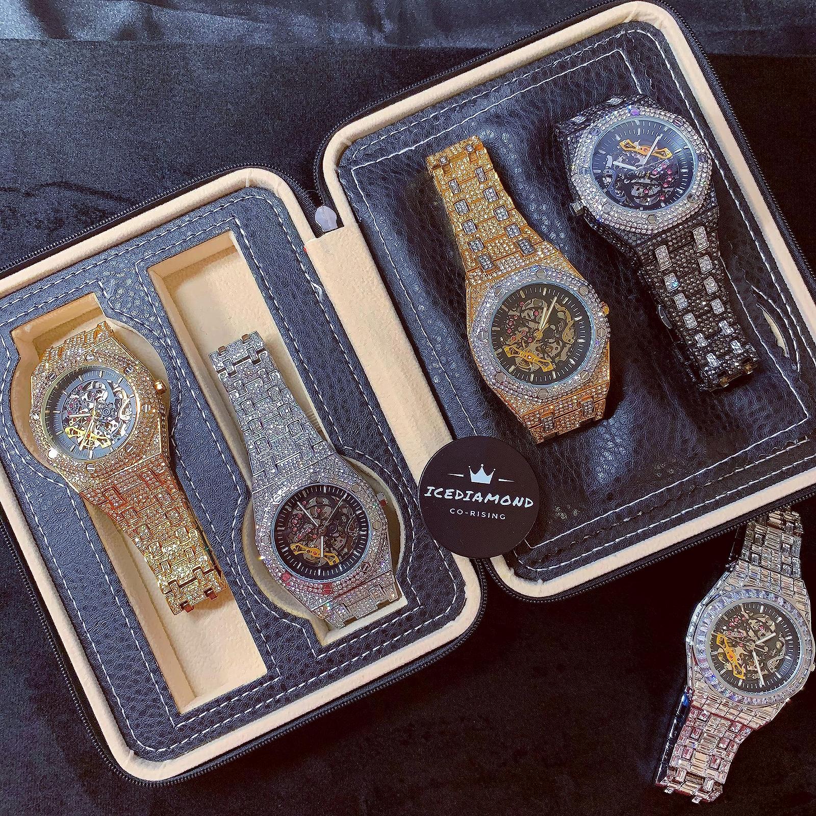 Годинник ICEDIAMOND 43 мм Чоловічий Full CZ Diamond Openwork Manual Winding Automatic Skeleton Luxury, фото №2