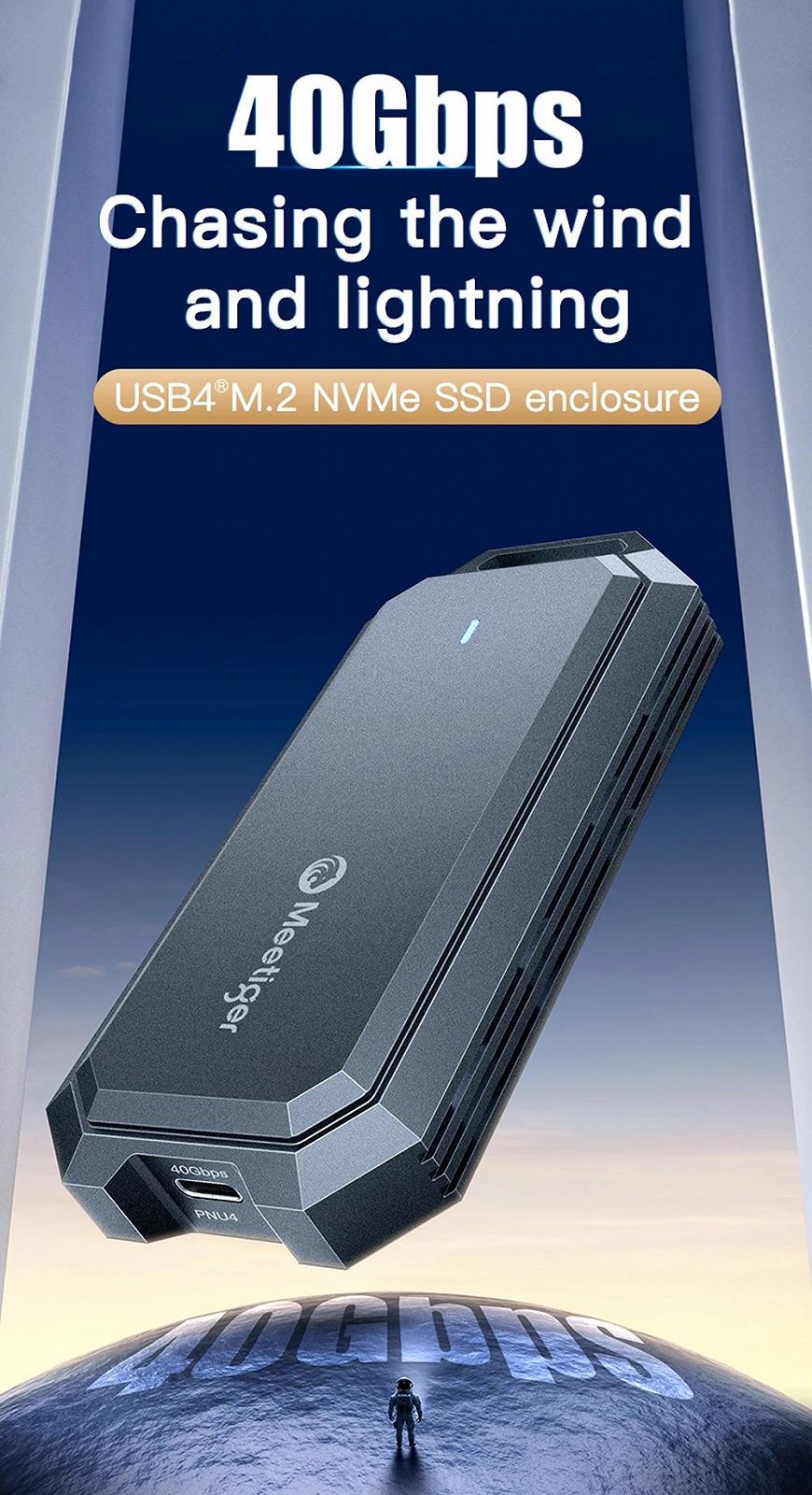 Зовнішній адаптер Meetiger PNU4 Fun 40Gbps M.2 NVMe SSD to USB4, фото №8
