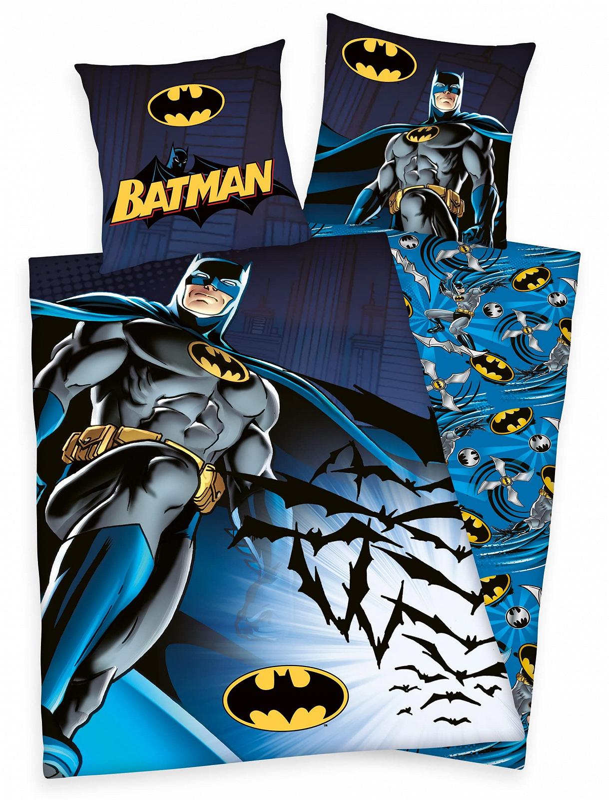 Постільна білизна Wild South Batman DC Comics 80 x 80 см + 135 x 200 см, 100% бавовна, ренфорс, з блискавкою, фото №1