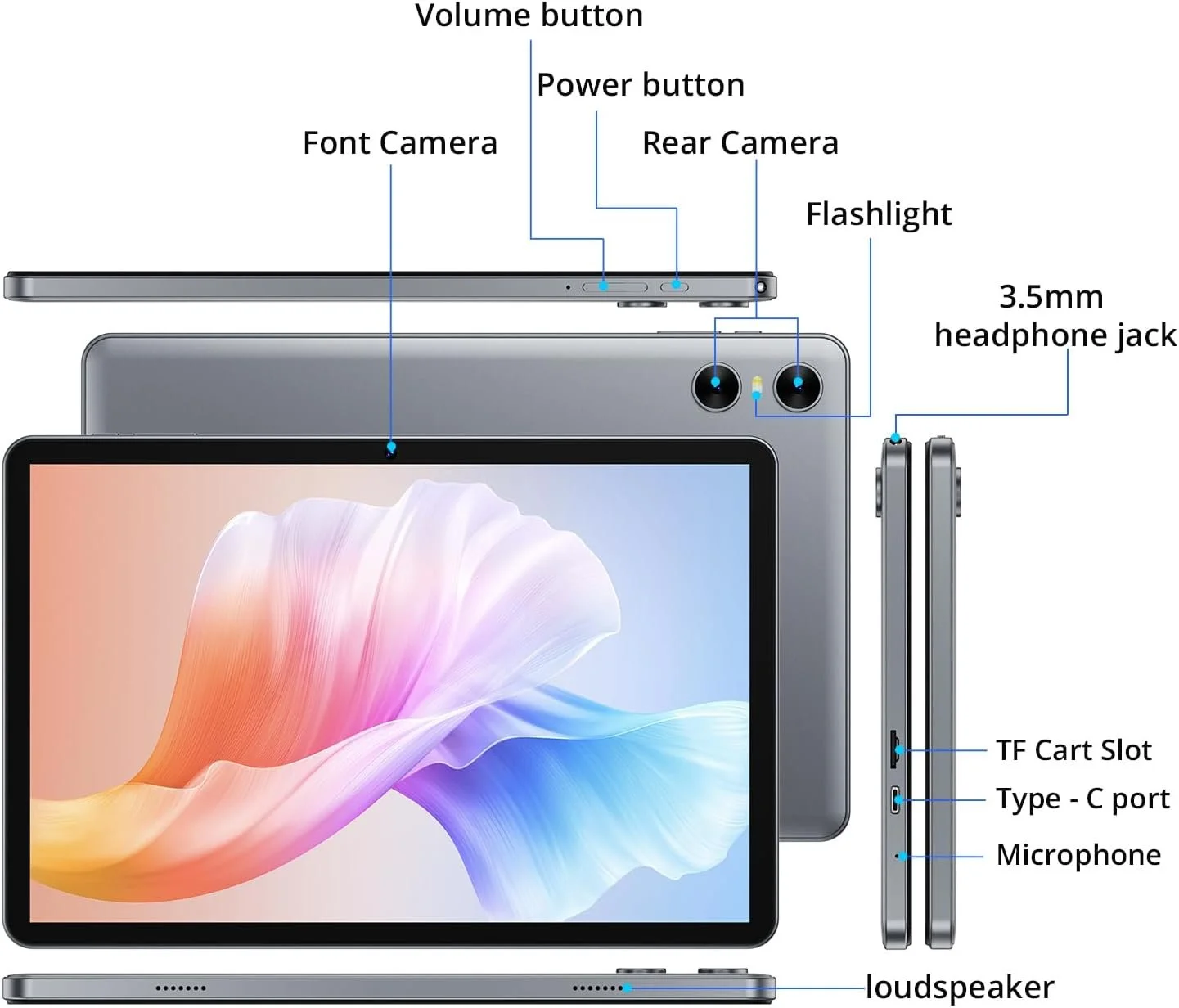 Планшет 10" NEWEST TAB P10 (4+8)/128 ГБ 5G 8 ядер Android 15 6600 mAh Серый, фото №8