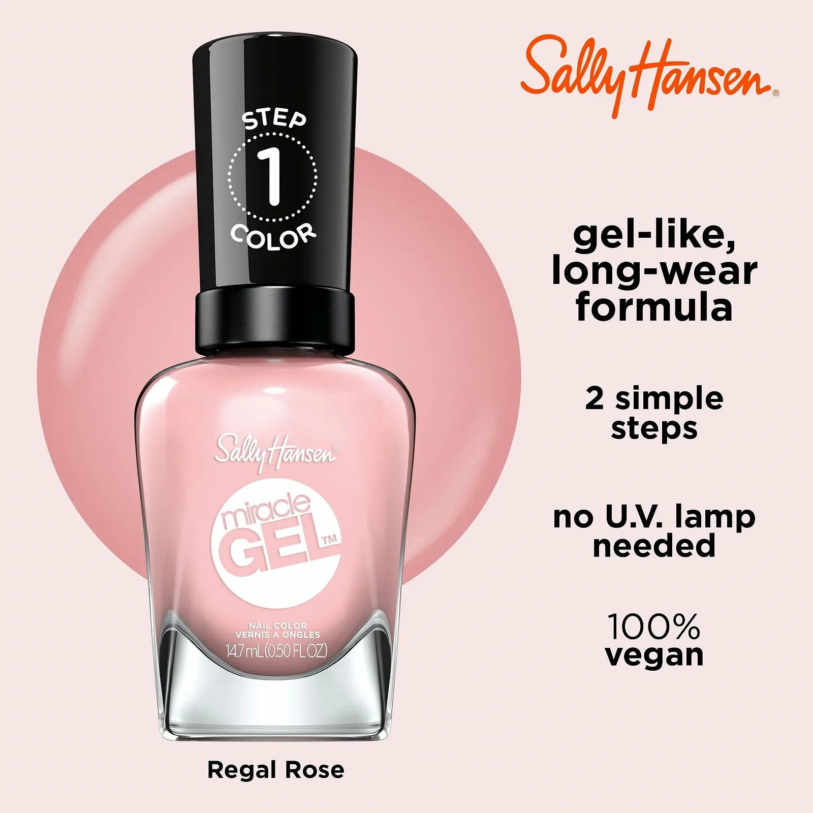 Гель-лак Sally Hansen Miracle Gel 238 Regal Rose 14.7 мл, фото №4 Гель-лак Sally Hansen Miracle Gel 238 Regal Rose 14.7 мл, фото №4