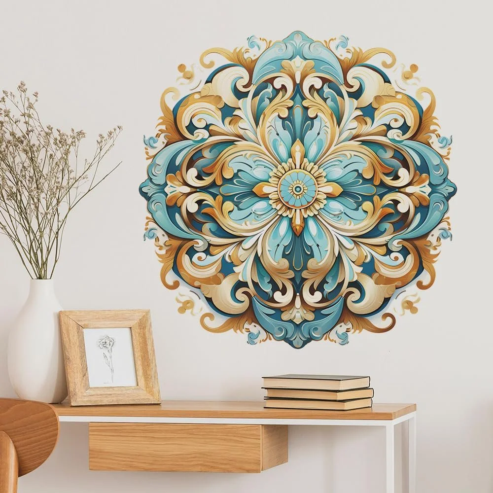 Наклейка на стену HGDESIGN Мандала Сине-зеленая 56 x 56 см, фото №1