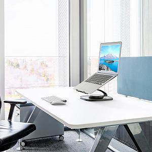 Подставка для ноутбука SVITA IKSAN, регулируемая по высоте, настольная подставка с наклоном для ноутбуков, алюминий, черный synthetic.ua - Фото 1