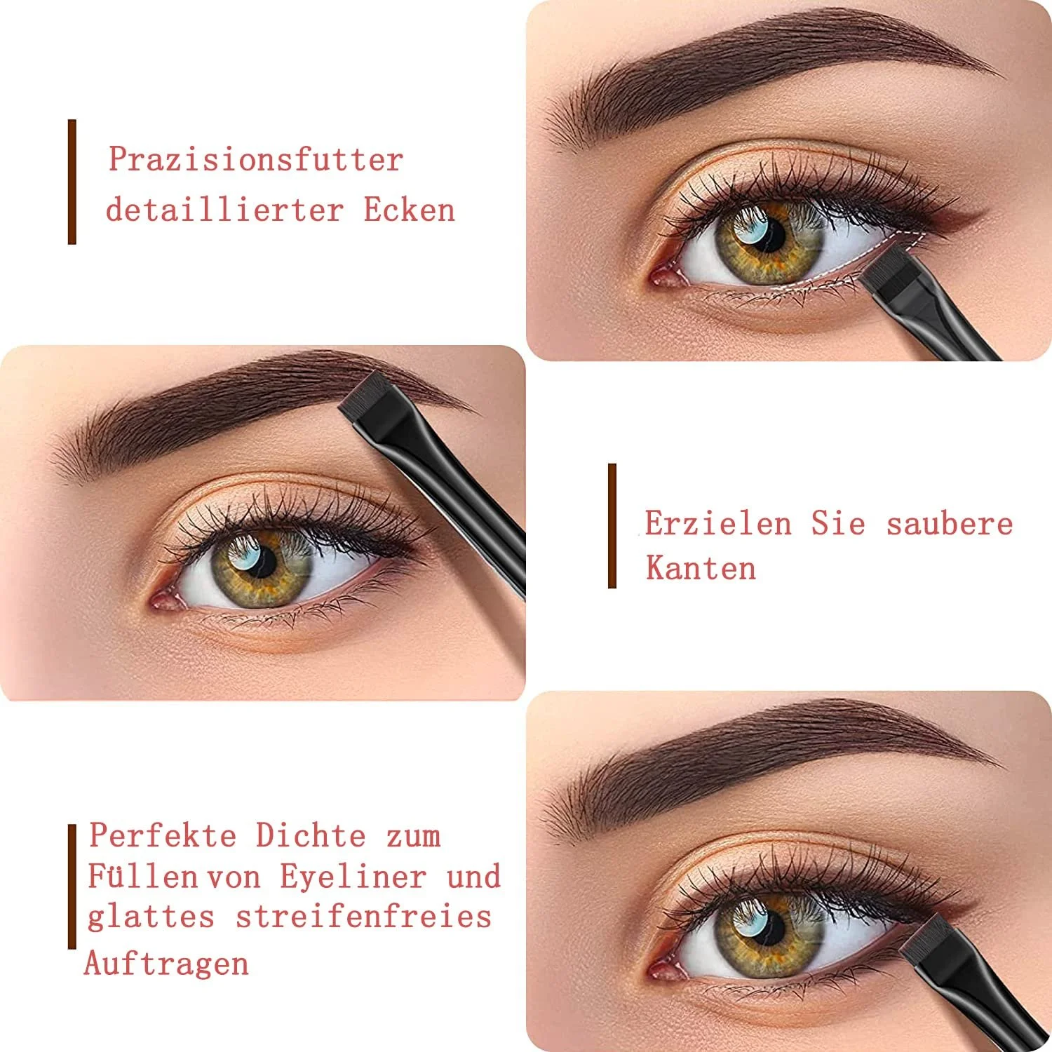 Кисти для подводки, набор из 3, скошенная, фото №2