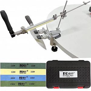 Точилка для ножів PRO RX-009 професійна кухонна з нержавіючої сталі з поворотним механізмом 360 градусів та 4 точильними каменями - Фото 1