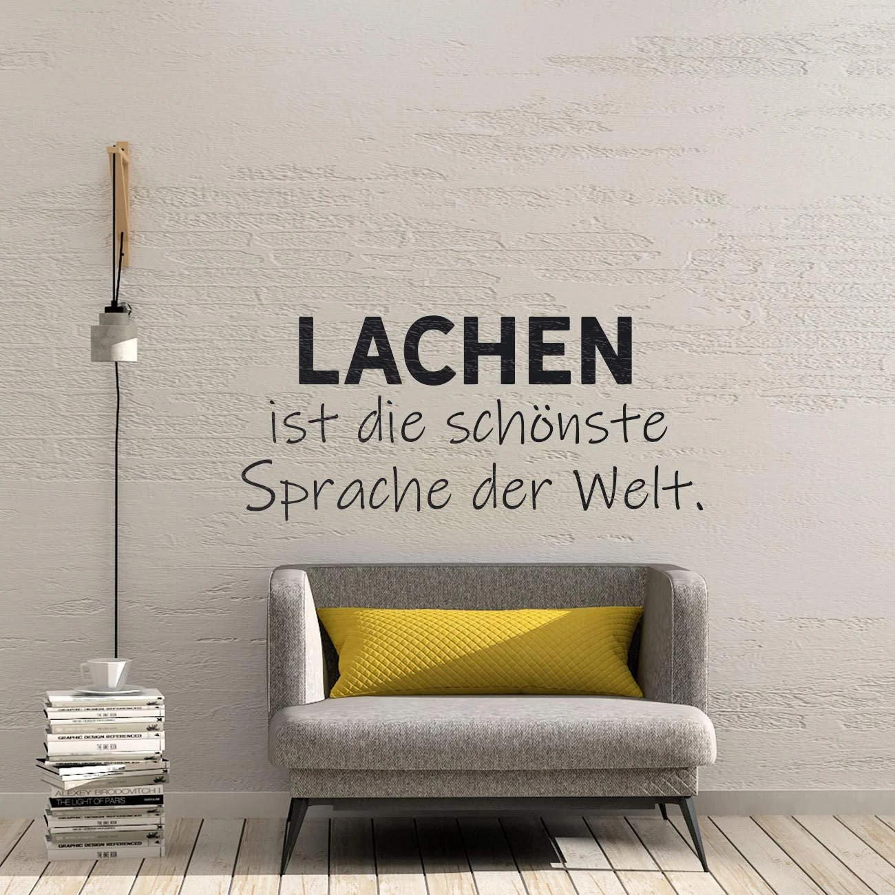 Наклейка на стіну Sunnywall «Lachen ist die schönste Sprache der Welt» німецькою мовою, фото №1