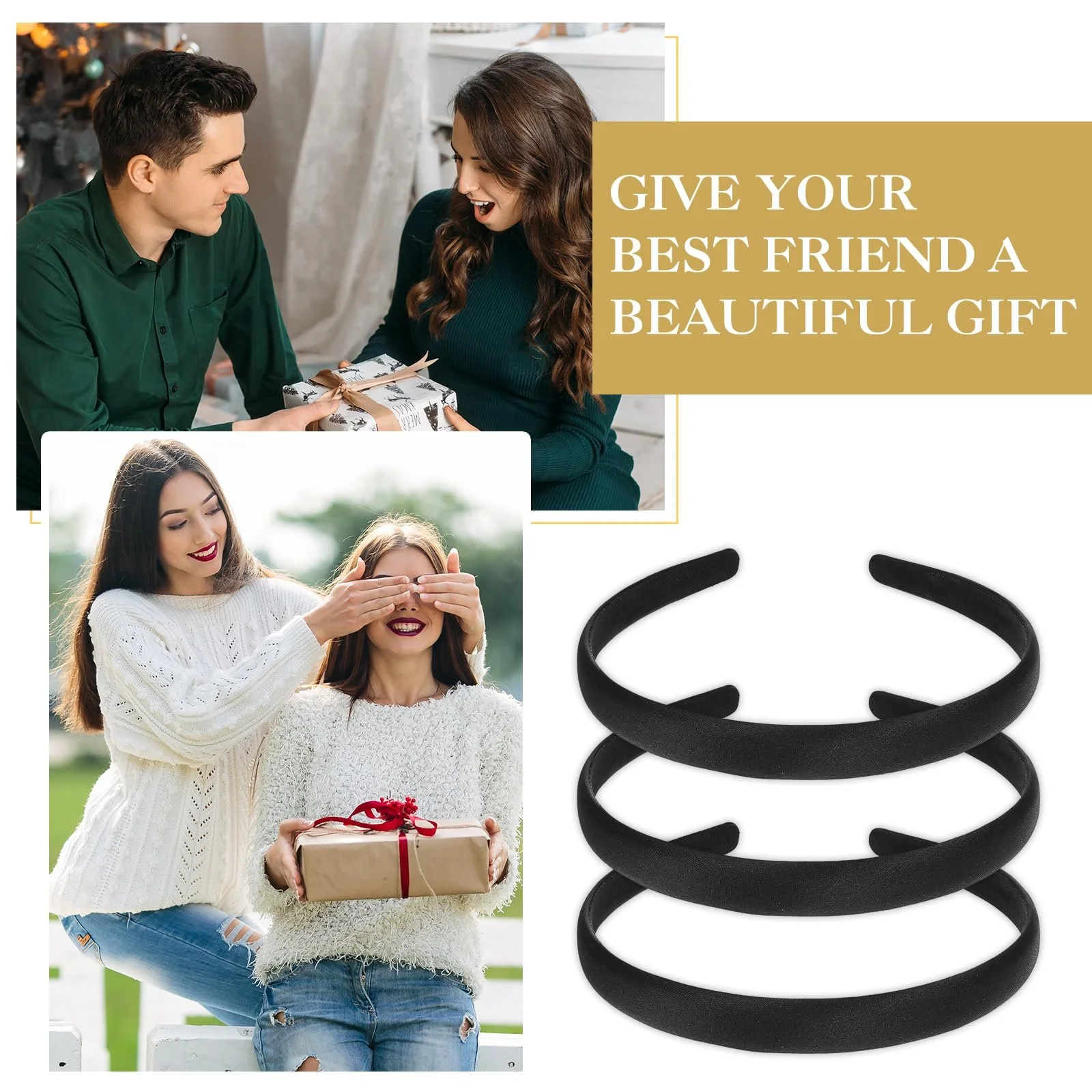 Обруч JIEYAO Набор из 3 черных атласных, фото №7 Обруч JIEYAO Набор из 3 черных атласных, фото №7