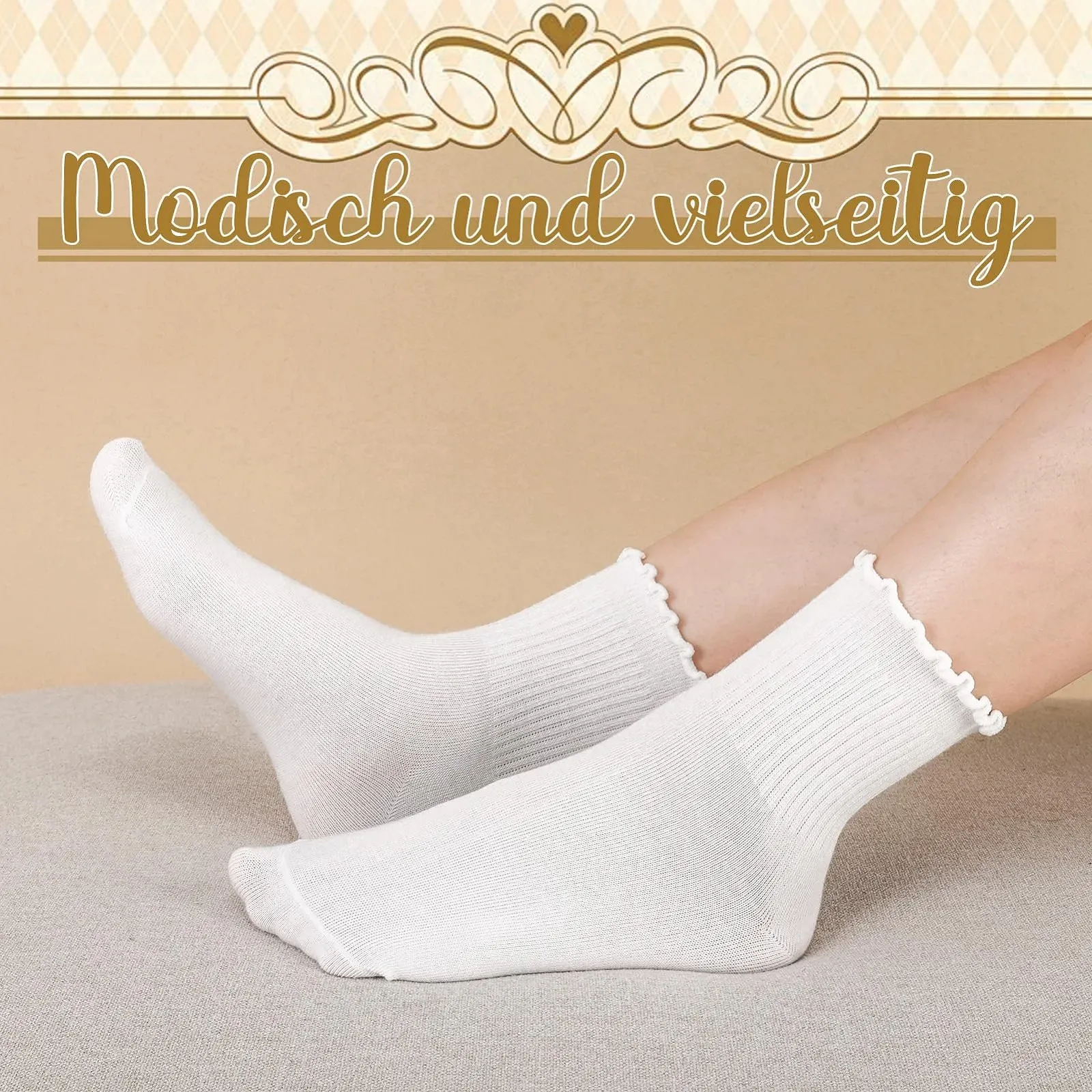 Носки с рюшами, 6 пар, хлопковые носки с рюшами, мягкие дышащие носки, белые, размер 35-39, фото №5