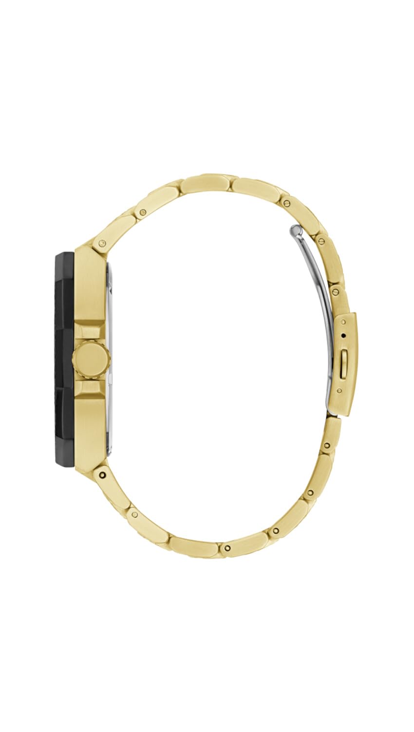 Чоловічий годинник Guess 45 мм - Золотий браслет, Чорний циферблат, Двоколірний корпус, фото №2 Чоловічий годинник Guess 45 мм - Золотий браслет, Чорний циферблат, Двоколірний корпус, фото №2