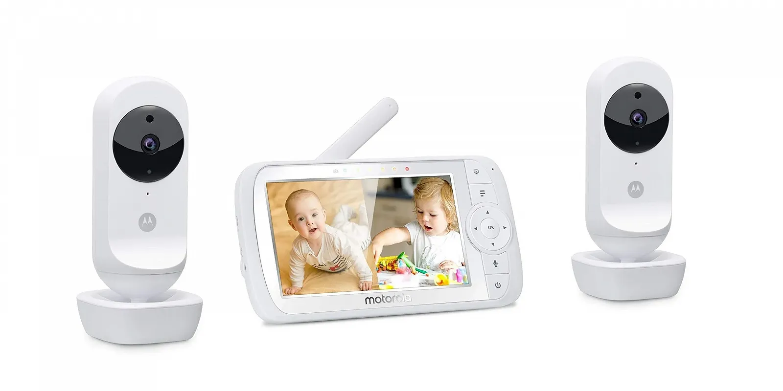 Відеоняня Motorola Ease VM35-2 2 камери 5.0" HD дисплей Нічне бачення Двосторонній зв'язок Колискові Зум Температура Біла, фото №2