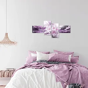 Картина Runa Art Modern Flower Lilies 020142b 4 частини пурпурна synthetic.ua - Фото 1