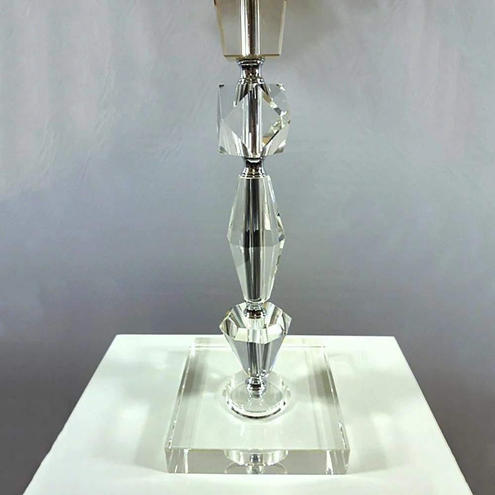 Настільна лампа Dapo Tamas Elegant з кришталевою основою та шовковим абажуром, фото №4