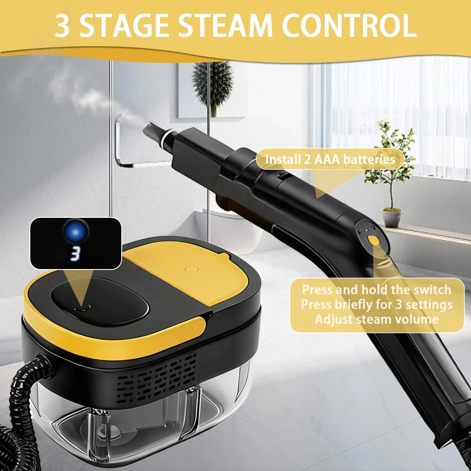 Пароочисник 2500 W ручний з 17 аксесуарами 1.6 L 4 bar Портативний, фото №3