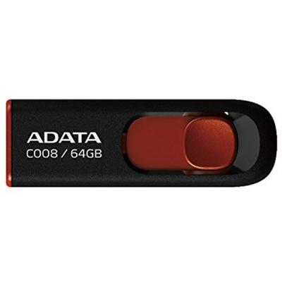 USB флеш-накопичувач ADATA 64gb C008 Black+Red USB 2.0 AC008-64G-RKD, фото №1