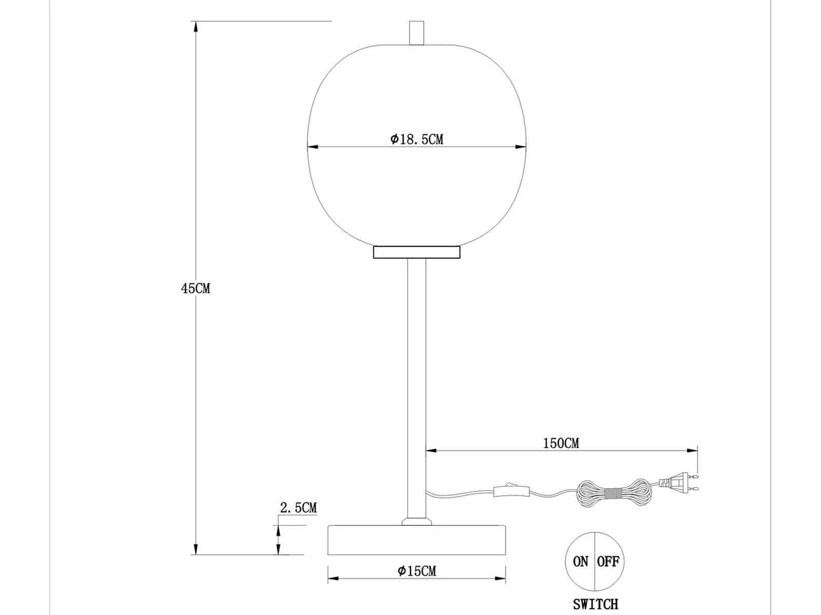 Светодиодная настольная лампа с плафоном-шаром из дымчатого стекла диаметром 18.5 см металлическая черная, фото №3