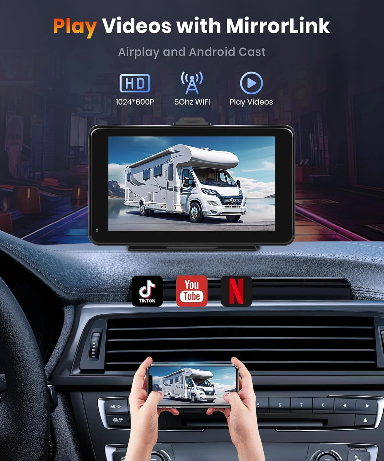 Автомагнітола Podofo A3135 / 7" / Сенсорна / Apple CarPlay / Android Auto / Bluetooth / WI-FI / GPS / FM / USB / AUX / TF Card, фото №5