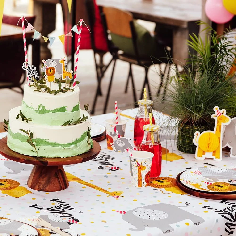 Набір посуду для вечірки Safari Дикі тварини, з тарілками, стаканчиками, серветками та прикрасами, фото №6