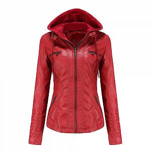 Кожаная куртка DISSA Slim Short C6699N для женщин, искусственная кожа, с капюшоном, на молнии, мотоциклетная куртка для весны и осени - Фото 1