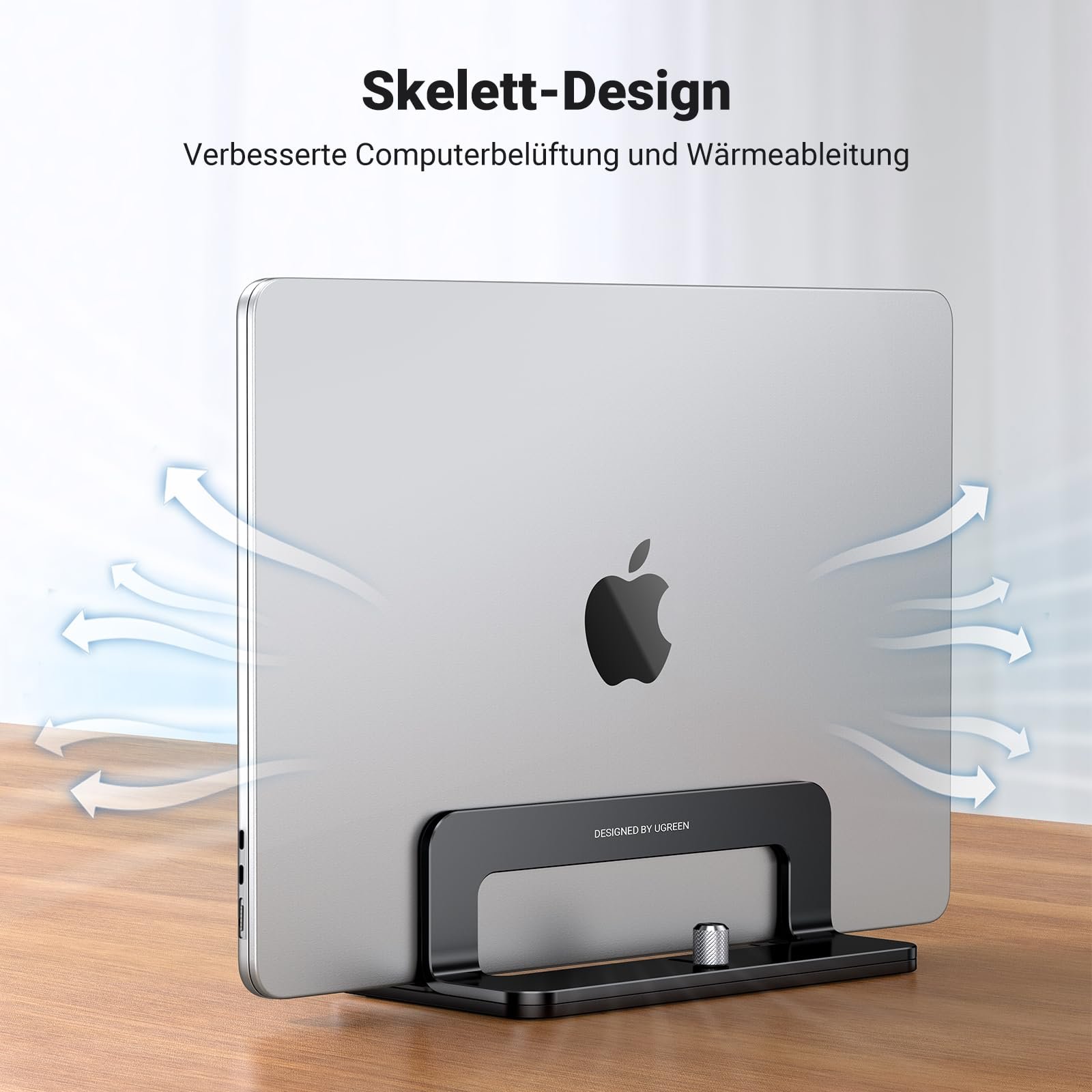 Вертикальная Подставка UGREEN Алюминиевая Вертикальная Подставка для Ноутбука, Экономия Места, Подставка для Ноутбука с Термическим Основанием для Ноутбуков, MacBook Air, Pro, Samsung, iPad, Планшетов, фото №5