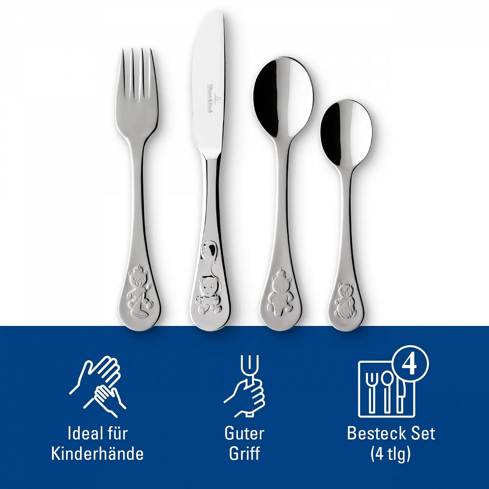 Набір дитячих столових приборів Villeroy & Boch Teddy, 4 предмети, фото №4 Набір дитячих столових приборів Villeroy & Boch Teddy, 4 предмети, фото №4