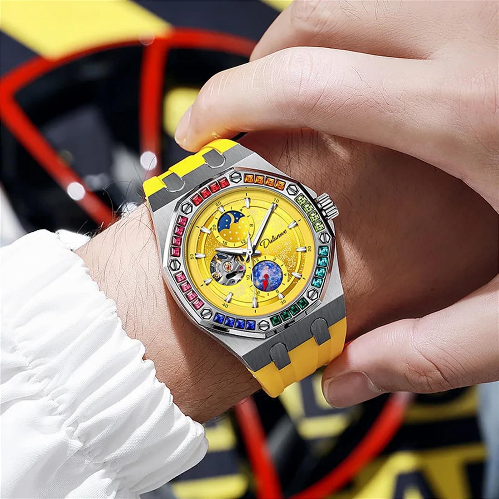 Чоловічий годинник FORSINING Starry Sky Luminous Design Mechanical Automatic Hand Wind Moon Phase Color Diamond Dial Waterproof, фото №7