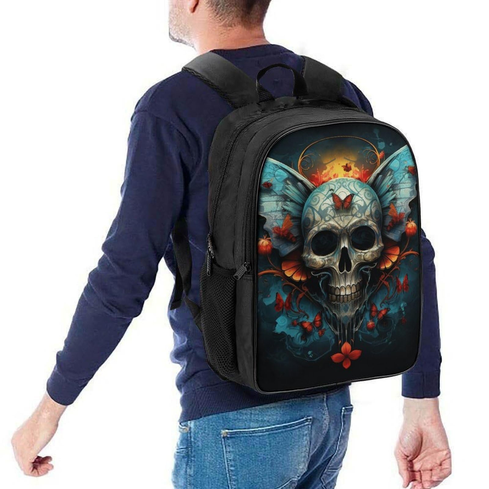 Шкільний рюкзак DPEOANEBN Skull для хлопчиків та дівчаток, Череп, 40x28x16см, фото №5