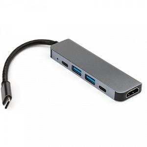 Концентратор Vinga Type-C to 4K HDMI+2*USB3.0+PD+USB-C 3.1 Gen1 aluminum VCPHTC5AL synthetic.ua - Фото 1