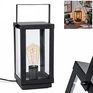 Настільна лампа HOFSTEIN Karan E27 Висота 37 см Чорна/Прозора - Фото 1