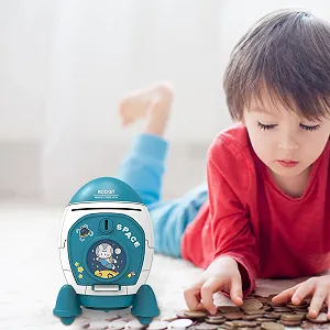 Скарбничка Ракета з ключем та наклейками Велика місткість synthetic.ua - Фото 1