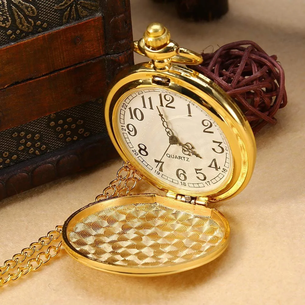 Класичний кварцовий аналоговий гладкий кишеньковий годинник-підвіска з ланцюжком, фото №2