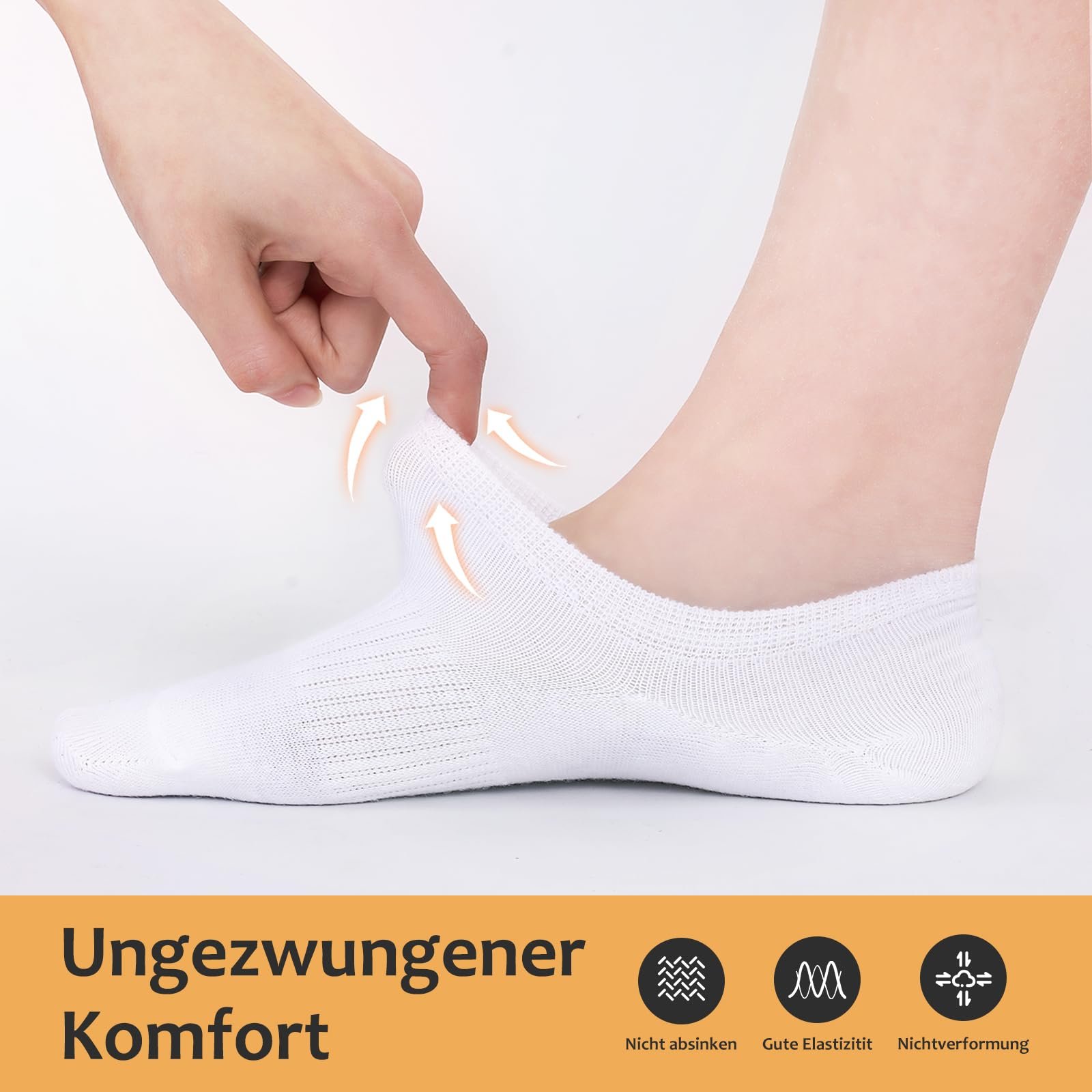 Спортивные носки мужские и женские, 10 пар носков, которые не видно, с нескользящей силиконовой лентой, унисекс, размер 35-38 39-42 43-46, фото №4