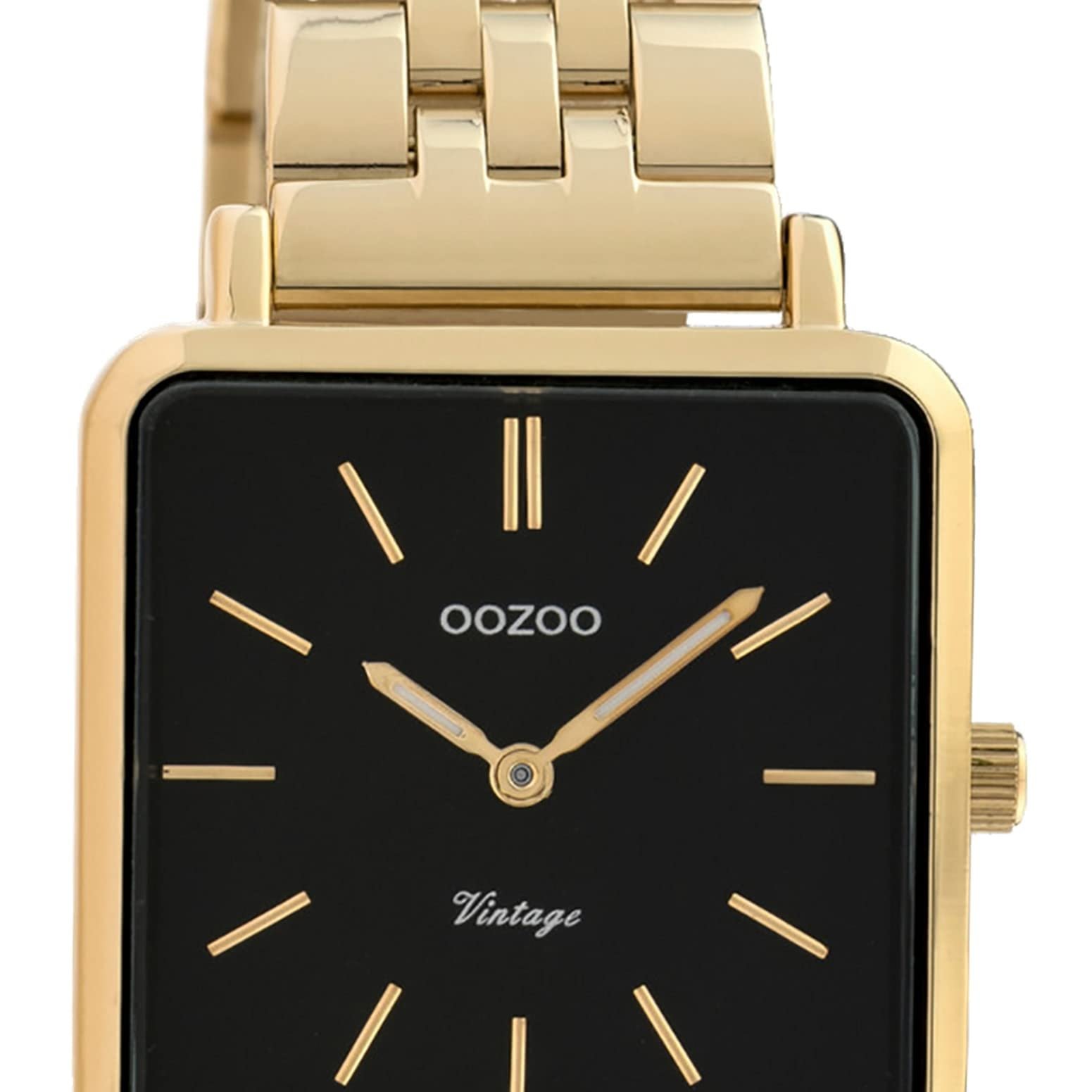 Женские часы Oozoo Vintage Квадратные Плоские 28 мм C9957 Золотой-черный, золотой, Браслет, фото №2
