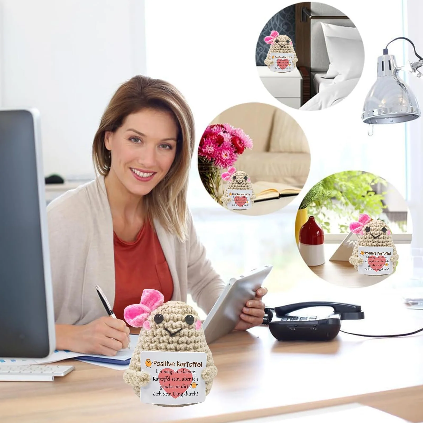 Positive Potato Gifts Creative Knitted Wool Potato Doll Позитивная картошка с бантиком, фото №7 Positive Potato Gifts Creative Knitted Wool Potato Doll Позитивная картошка с бантиком, фото №7