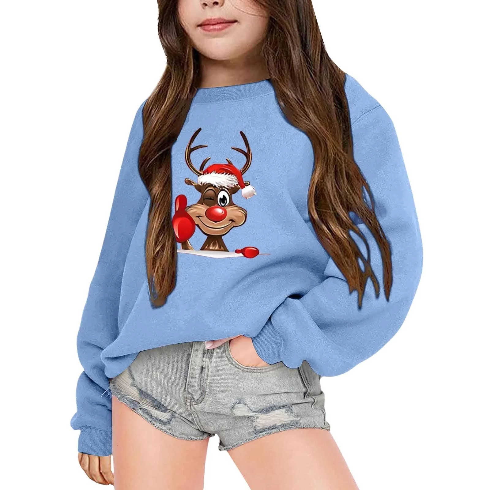 Різдвяний пуловер для малюків з капюшоном, різдвяним візерунком і довгими рукавами, фото №1