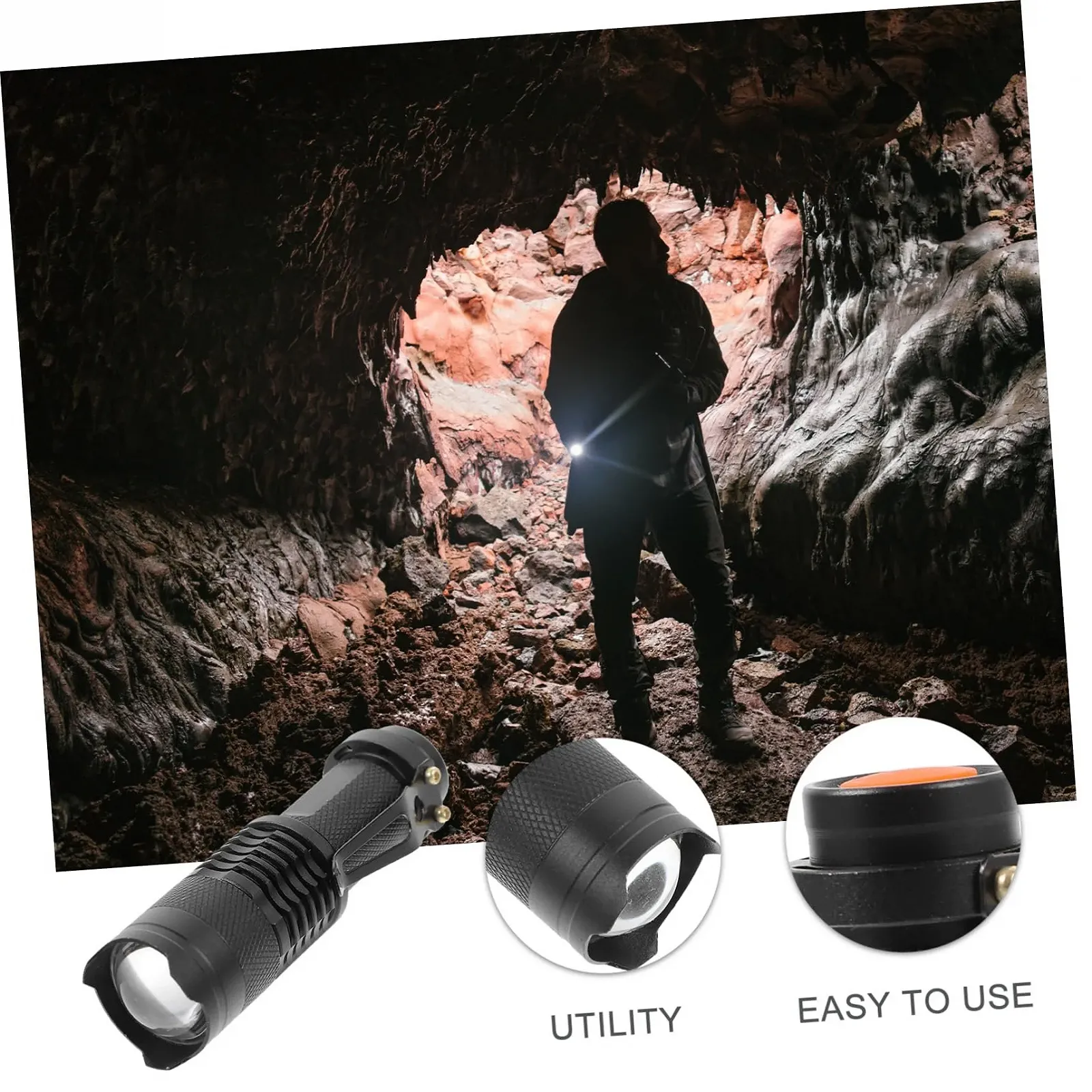 Мини Фонарик OSALADI LED Водонепроницаемый с регулируемым фокусом, три режима, головка лампы, фото №5