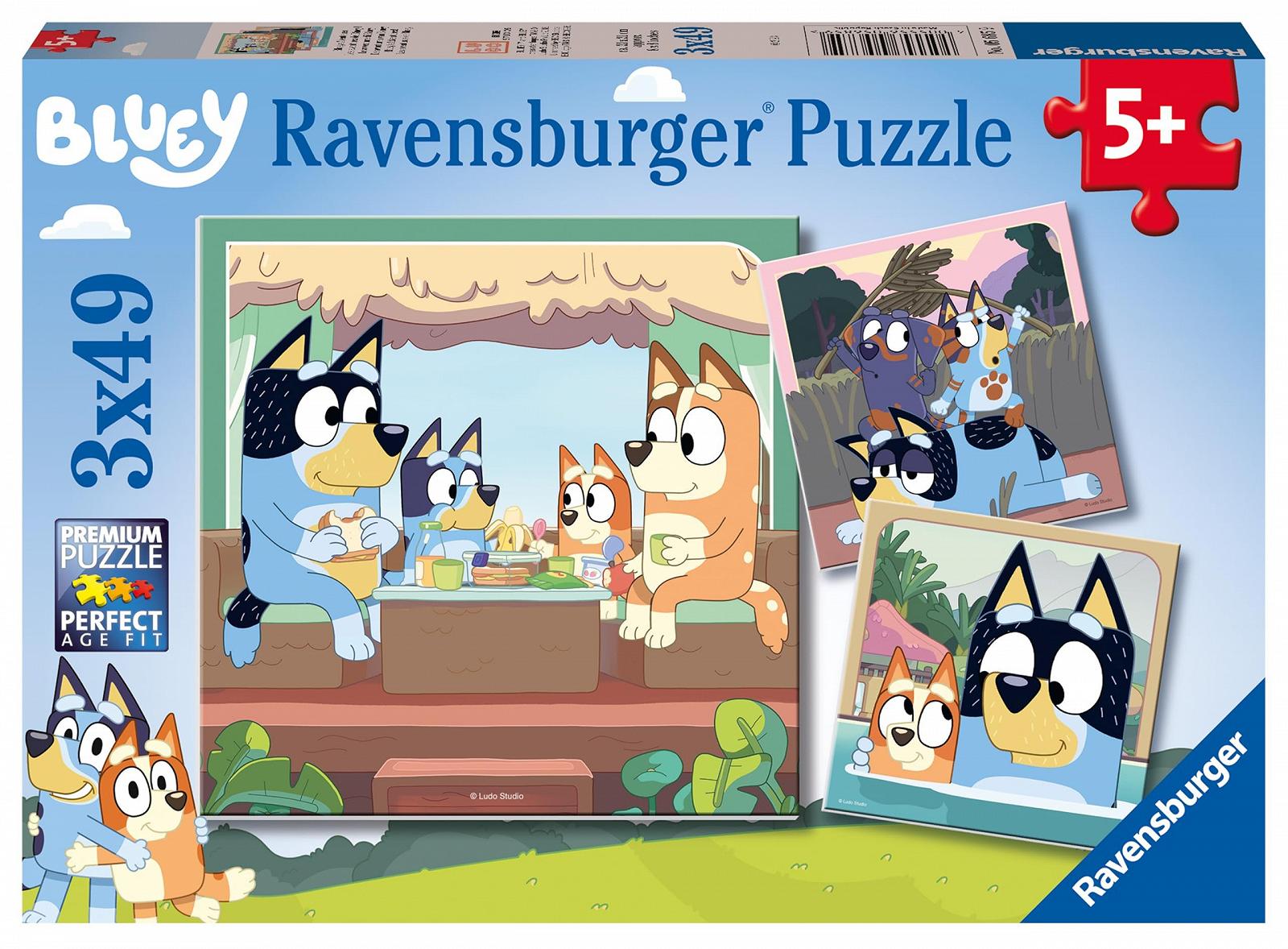 Детский пазл Ravensburger Blueys Adventure 05685 3 x 49 деталей, фото №1 Детский пазл Ravensburger Blueys Adventure 05685 3 x 49 деталей, фото №1