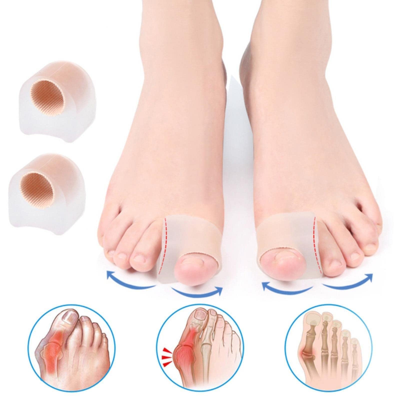 Роздільники для пальців ніг Коректор для вальгусної деформації великого пальця стопи з м’якою гелевою підкладкою, фото №2