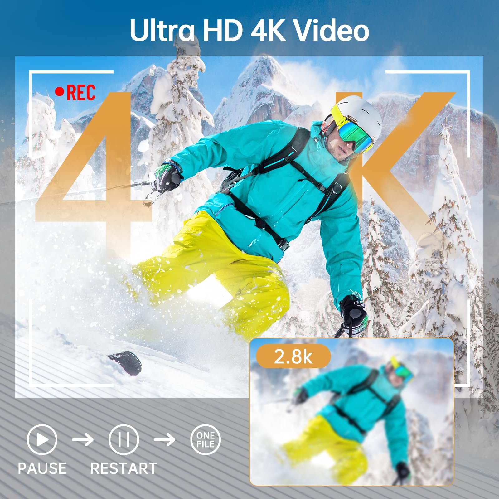 Цифровой Фотоаппарат HERBYD 4K 64MP с двумя камерами, передней и задней, автофокусом, компактная Vlogging камера, экран 2.8 дюйма, 18-кратный цифровой зум, карта 32GB, фото №4