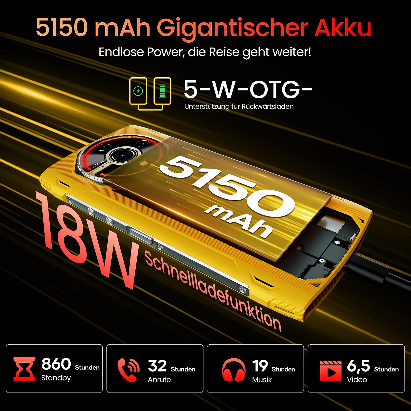 Защищенный мобильный телефон LAGENIO Panther 2 Android 15 12GB + 128GB/1TB 6.7 дюймов HD+ 120Hz 5150 мАч 16MP AI Camera IP68 NFC OTG, фото №8