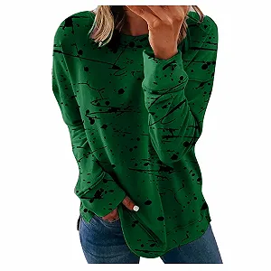 Свитшот Женский Топ Пуловер Осенний Ограниченное Предложение Лонгслив Теплый Круглый вырез Свободный Граффити С принтом Лонгслив Футболка - Фото 1