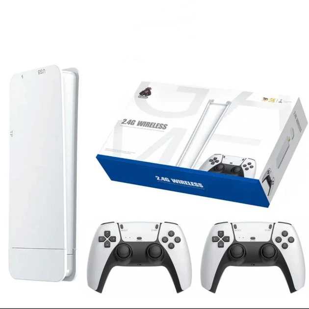 Игровая мини консоль HDMI M15 GAME STICK 4K 64GB 20000 бесплатных игр два беспроводных контроллера белая PS1, фото №3