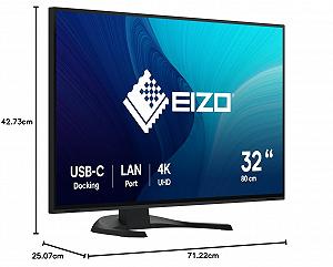 Монітор EIZO FlexScan EV3240X-BK 80 см (31.5 дюйма) (USB-C (94W PD), DisplayPort, HDMI, USB Hub, RJ-45 LAN, KVM Switch, 5 мс відгук, 3840 x 2160 (4K UHD)) чорний synthetic.ua - Фото 1