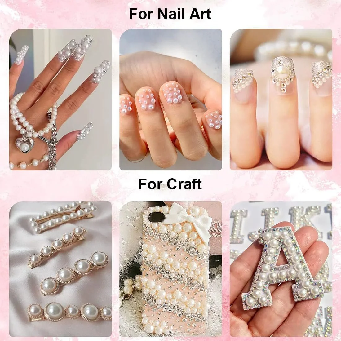 Бусины для ногтей Flackback 2 коробки, золотые серебряные икорные стразы, белые бежевые микробусины с ручкой и пинцетом, фото №6