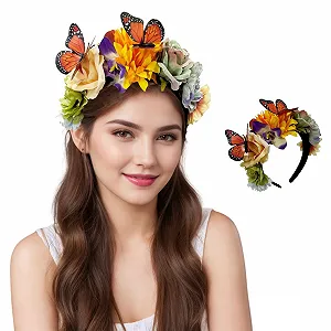Обруч для волос искусственные цветы - Фото 1